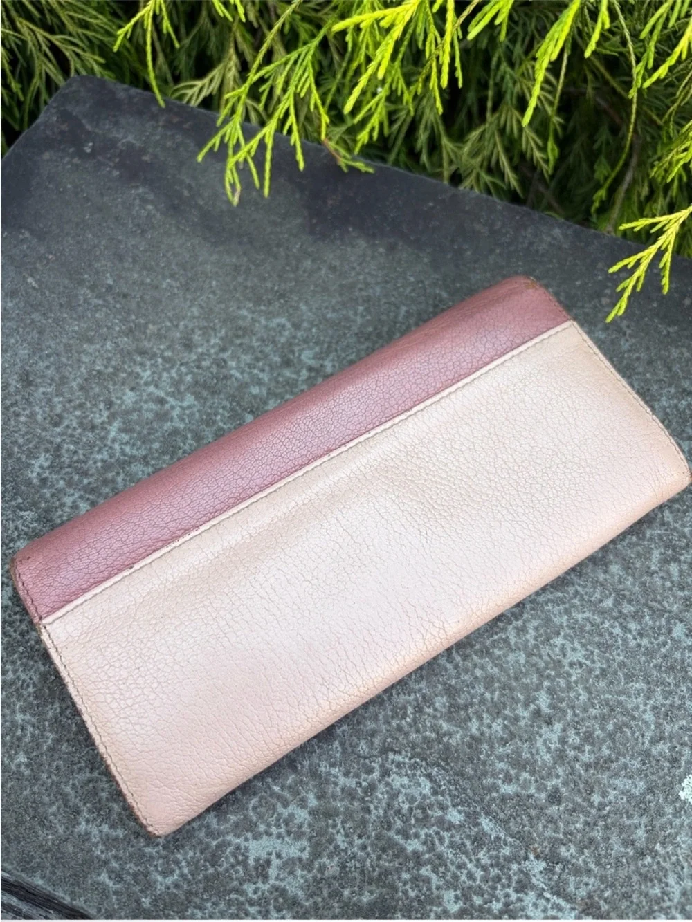 Miu Miu Two-Tone Mauve and Blush Leather Continental Wallet